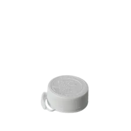 The image shows the MRP Solutions PP Threaded Closure 38-400 CL038. It is a white plastic cap with a smooth, flat top and ribbed sides for easy gripping. The threaded design is visible on the inner side of the cap, indicating it is designed to securely fasten onto compatible bottles or containers. The cap has a standard 38-400 neck finish size. The overall appearance is clean and functional, suitable for various packaging needs.