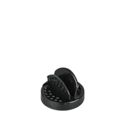 The image shows the MRP Solutions PP Flip Top Cap 63-400. This plastic cap is circular with a smooth, white finish. It features a hinged flip-top lid that can be opened to reveal a dispensing hole. The cap is designed to fit containers with a 63-400 neck finish.