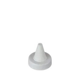 The image shows a white plastic cap designed for containers, known as the MRP Solutions PE Twist Open Cap 38-400. The cap is cylindrical with a smooth surface and a twist-open mechanism. It has a standard thread size of 38-400, which is compatible with various bottle types. The cap appears to be simple yet functional, intended for secure sealing and easy opening.