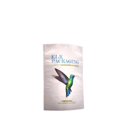 The image shows the Elk Packaging 10.0oz Paper Standup Pouch. The pouch is tan and features a matte finish. It has a flat base, allowing it to stand upright, and a resealable zipper at the top for easy opening and closing. The front of the pouch is plain, without any branding or labels, providing a clean and simple appearance.