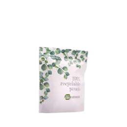 The image displays the Elk Packaging 8.0oz Paper Standup Pouch. The pouch is in a standing position with a plain, natural brown paper exterior. It features a resealable zipper at the top for convenient access and storage. The front of the pouch is blank, providing a clean surface suitable for branding or labeling. The overall design is simple and functional.
