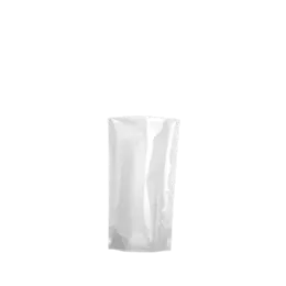 The image shows an Elk Packaging 8.0oz PE Standup Pouch. The pouch is primarily white with a transparent window on the lower half, allowing the contents inside to be partially visible. It has a resealable zipper closure at the top and a rounded top edge. The pouch is designed to stand upright, making it suitable for display on store shelves.