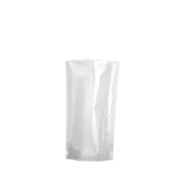 The image shows a 12.0oz PE Standup Pouch from Elk Packaging. The pouch is made of a smooth, opaque material and features a flat base that allows it to stand upright. The front side of the pouch is visible, displaying a clean, minimalist design without any text, logos, or labels. The top of the pouch has a resealable zipper closure, and the overall shape is slightly rounded at the edges. The pouch is designed for packaging various products and appears versatile and functional.
