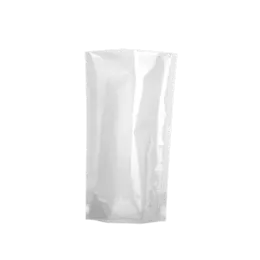 The image displays an 18.0 oz PE Standup Pouch by Elk Packaging. The pouch is shown standing upright, with a smooth, glossy surface. It has a resealable zipper closure at the top and a clear window on the front to showcase the contents inside. The overall design is minimalist and functional, aimed at keeping the packaged goods fresh and visible.
