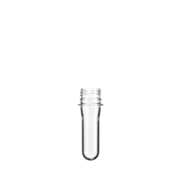 The image shows a transparent, cylindrical PET bottle preform with a threaded neck, designed for creating plastic bottles. The product is identified as the "Resilux PET Bottle Preform 19gm PCO". The preform appears upright, with the neck and threads clearly visible at the top, indicating where the bottle cap would be attached after the bottle is formed. The preform is placed against a plain, white background.