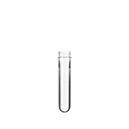 The image shows a transparent plastic preform with a short cylindrical body and a narrower neck, which has threading at the top. The preform is designed to be molded into a PET bottle. This specific product is the "Resilux PET Bottle Preform 43.5gr 28/400 SPH."