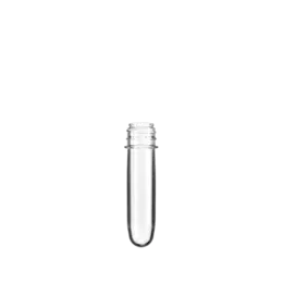 The image shows a transparent cylindrical PET bottle preform from the product "Resilux PET Bottle Preform 53.0gr 33mm Kerr." The preform has a smooth surface and a narrow neck with threading for a cap. The material appears to be clear plastic, and the preform is positioned vertically against a plain white background.