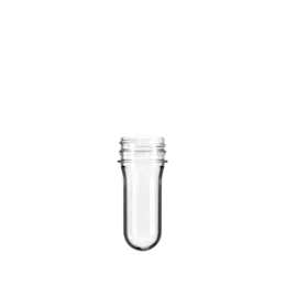 The image shows the Resilux PET Bottle Preform 32gr 38-400. It is a transparent plastic preform with a cylindrical shape and a threaded neck designed for bottle manufacturing. The preform is shown against a plain white background, highlighting its clear material and smooth surface.