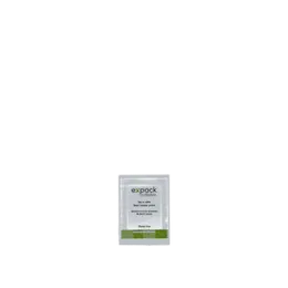 The image shows the Expack 0.1oz PET Standup Pouch by Unisolve. The pouch is made of clear plastic material, allowing the contents inside to be visible. It has a flat bottom enabling it to stand upright. The top of the pouch features a tear notch for easy opening. The overall design is sleek and simple, making it suitable for various small product samples or single-use items.