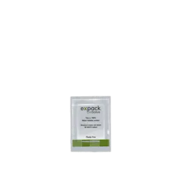 The image shows a clear, flexible stand-up pouch made of PET (polyethylene terephthalate) material. The product is the "EXPACK 0.5oz PET Standup Pouch - UNISOLVE 15ml." The pouch has a transparent front and back, allowing the contents to be visible. The pouch features a resealable zip lock at the top for easy opening and closing. The bottom of the pouch is gusseted, enabling it to stand upright on flat surfaces. There is no text or branding visible on the pouch in this image.