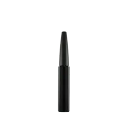 The image shows the SIMEX 0.3oz ABS Mascara Tube (MA031). The mascara tube is sleek and cylindrical, with a smooth, glossy black finish. The tube is capped with a matching black applicator brush, designed for even mascara application. The overall design is minimalistic and elegant, suitable for a variety of cosmetic uses.