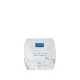 The image features the Expack 0.2oz PE Standup Pouch PCR UniShape Die-Cut 5.0ml. The pouch is transparent and designed to stand upright. It has a curved top edge and a flat base, which allows it to stand on its own. The pouch is sealed at the top and has a smooth surface, suitable for showcasing the contents inside.