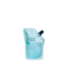 The image shows the Expack 5.1oz PE Pouch Mono UniSpout 150ml. It is a flexible, transparent pouch designed for storing liquids. The pouch features a spout on the top right corner for easy pouring and sealing. The product appears to be empty and stands upright, showcasing its sleek and functional design.