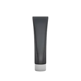 The image shows a Burhani Packaging Solutions 5.3oz PE Tube ABL Round. The tube is cylindrical with a smooth, glossy surface and a simple, clean design. It features a screw-on cap at the top, which is also smooth and shiny. The body of the tube is white and appears to be made of a flexible plastic material. The overall appearance is sleek and minimalistic, suitable for packaging a variety of products.