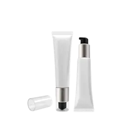 The image shows a Burhani Packaging Solutions 0.7oz PE Tube ABL Oval. The tube is white with a smooth, glossy surface and an oval shape. It has a sleek design with a small, white screw-on cap at the top. The tube appears empty and is displayed against a plain, white background.