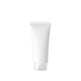 The image displays a 3.9oz PE Tube PBL Round by Burhani Packaging Solutions. The tube appears to be white with a smooth, cylindrical shape. It has a flat, white cap on one end, and the main body of the tube is devoid of any text or graphics, appearing clean and minimalist. The product is designed for packaging and dispensing various contents, typically used in the cosmetics or personal care industries.