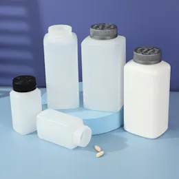 4.4oz/130cc 38-400 HDPE Square Vitamin Packer Bottle