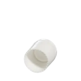 The image shows a Menshen PP Flip Top Cap 24/415. The cap is made of plastic and features a smooth, cylindrical design. The top of the cap is hinged, allowing it to flip open and closed for easy access. The cap is primarily white and appears to be designed for use with bottles or containers that have a 24/415 neck finish.