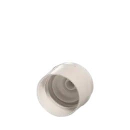 The image shows the Menshen PP Flip-Top Cap 28/410. It features a round, white cap with a smooth surface and a flip-top lid. The cap has a hinge on one side that allows the top to be easily opened and closed. The flip-top design provides convenient access to the product inside when the cap is attached to a compatible bottle or container.