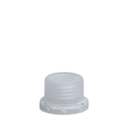 The image shows a Menshen PP Threaded Closure 28 Chemical Closure. It is a small, cylindrical plastic cap designed for sealing containers. The closure features a prominent threaded design for secure attachment and a flat top surface. The cap is white and appears to be made of durable polypropylene material.