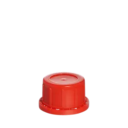 The image shows a Menshen PP Threaded Closure 45 Chemical Closure. The product appears to be a circular, white plastic cap with a threaded design, intended for securely sealing containers holding chemical substances. The cap has a smooth top surface and ribbed edges, which likely help in gripping and screwing the cap tightly onto a container. The overall design is simple and functional.