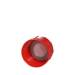 The image displays a Menshen PE Threaded Closure 45 Chemical Closure. It is a cylindrical, white plastic cap with a threaded design, intended for sealing chemical containers. The closure features a ridged surface for easy grip and twisting, and a flat top. The design is simple and functional, suitable for industrial and chemical use.
