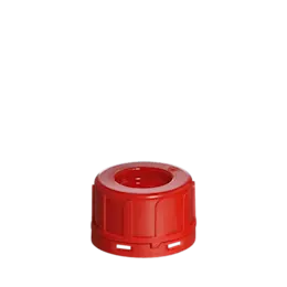 The image shows a Menshen PE Threaded Closure 45 Chemical Closure. It features a white, circular, plastic cap with a ribbed edge for grip and a smooth, slightly domed top. The closure has a threaded design, allowing it to be securely screwed onto compatible containers.