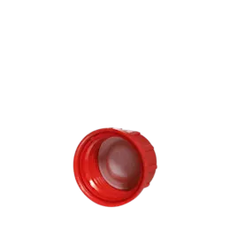 The image shows a MENSHEN PP Threaded Closure 45 Chemical Closure. The closure is cylindrical and features a threaded design for secure sealing. It is primarily white and has a smooth, slightly domed top surface with a subtle ridge near the base to facilitate opening and closing. This closure is intended for use with chemical containers.