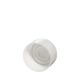 The image features the MENSHEN PP Threaded Closure 28/410 Screw Closure. The closure is cylindrical with a ridged, threaded exterior that facilitates easy gripping and twisting. It is uniformly colored in a solid shade, likely white or a light color, and has a smooth, flat top surface. The threading indicates it is designed to screw onto a compatible container, providing a secure seal. This closure is likely used for bottles or containers requiring a tight, leak-proof seal.