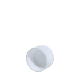 The image displays the Menshen PP Threaded Closure 28/410 Screw Closure. This product is a small, circular, white plastic cap with a smooth surface and threaded interior designed to fit onto a bottle or container. The closure has a standard screw thread size of 28/410, indicating its compatibility with bottles that have a matching neck finish. The cap appears to have a simple, clean design with no additional markings or textures visible.