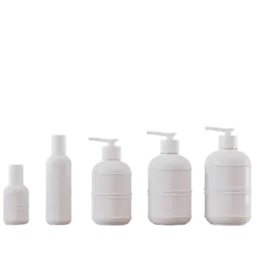 10oz/300ml PETG Round Squat Cosmetic Bottle with 24mm Neck & Decorative Molded Horizontal Bands