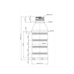 16.9oz / 500ml PET Plastic Round Ribbed Body Beverage Bottle with 38mm VAJ Finish
