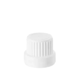 The image shows the Calaso PP Dropper DIN18 RGB02D2B001-001. It features a sleek, cylindrical dropper bottle with a smooth, white cap and a clear glass body. The dropper top is designed for precise dispensing of liquids. The overall design is minimalistic and functional.