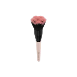 Camellia Flower-Patterned Powder Brush with Vegan Synthetic Bristles & Birch Wood Handle for Flawless Finishing