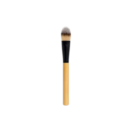 Flat Round Synthetic Hair Natural Wood Handle Foundation Brush