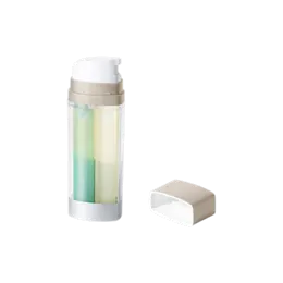 1oz/30ml PP & SAN Cylinder Dual Chamber Airless Pump Bottle | 2-in-1 15ml Twin Chambers with 1:1 Mixing Ratio