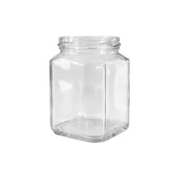 14.2oz/420ml Clear Glass Wide-Mouth Square Jar with 70mm Deep Lug Finish for Artisanal Honey, Premium Preserves, & Gourmet Foods