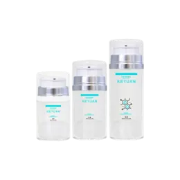 1.7oz/50ml 24-400 Methylstyrene Cylinder Airless Bottle with PP Lotion Pump and ABS Overcap
