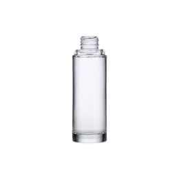 1.7oz/50ml 20-415 Clear Glass Slim Cylinder Cosmetic Bottle with Heavy Base & Indentation for Flush-Fit Overcap