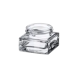 1oz/30ml 46-400 Clear Glass Low-Profile Square Jar with Premium Heavy Base