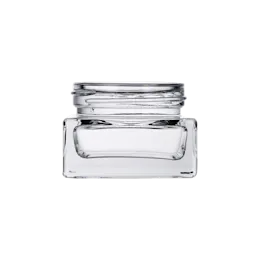 1oz/30ml 46-400 Clear Glass Low-Profile Square Jar with Premium Heavy Base