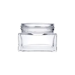 1.7oz/50ml 51-400 Clear Glass Low-Profile Square Face Cream Jar with Premium Heavy Base
