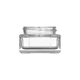 1.7oz/50ml 52-400 Low-Profile Clear Glass Square Cream Jar