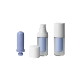 0.5oz /15ml Glass Crystal Ballet Refillable Airless Bottle with Metal Free PP Pump and PP Refill Bottle - 0.2cc Dosage