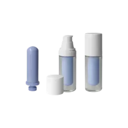 0.7oz /20ml Glass Crystal Ballet Refillable Airless Bottle with Metal Free PP Pump and PP Refill Bottle - 0.2cc Dosage