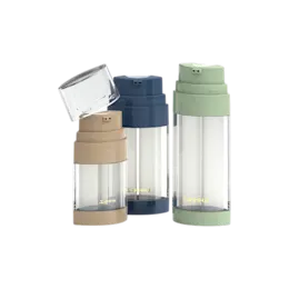1oz/30ml SAN Dual-Chamber Airless Pump Bottle with Simultaneous Dispensing, 0.2cc Dosage