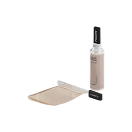 1.35oz/40ml Cylinder PET Foundation Bottle with Integrated Stainless Steel Spatula Applicator in Customizable Cap, Includes Built-In Wiper