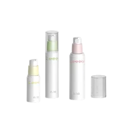 1oz/30ml PP Airless Pump Bottle with Clear ABS Overcap, 0.2cc Dosage