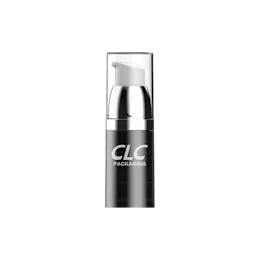 0.5oz / 15ml PP Cylinder Airless Pump Bottle with Metallic Round Shoulder and Clear Flush Overcap, 0.25cc