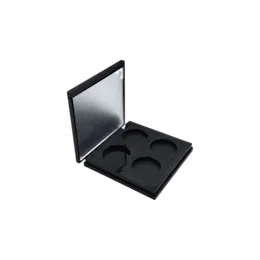 4-Pan Square ABS Eyeshadow Palette with Mixed Wells, Mirror & Magnetic Closure